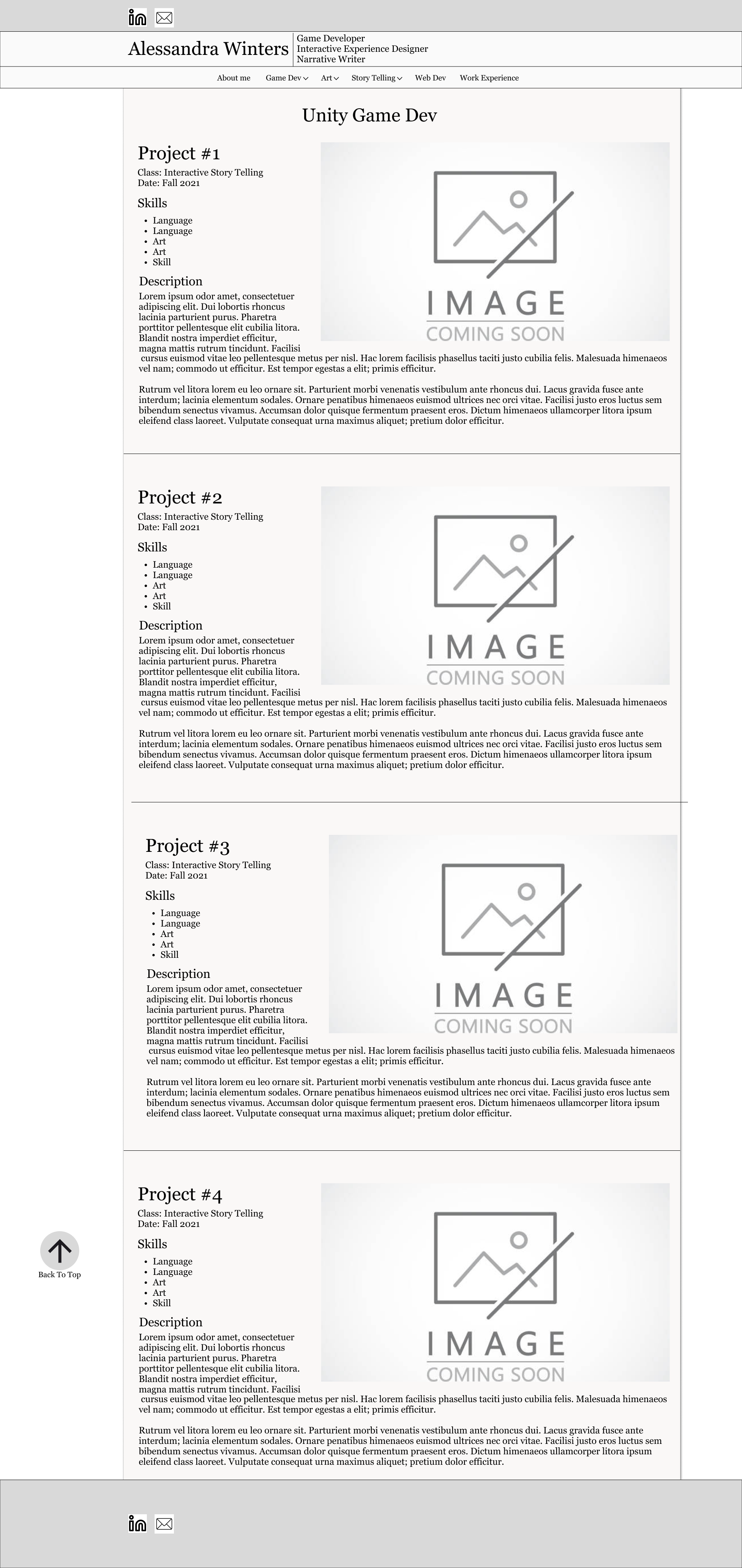 My initial black and white figma mock-up of one of my project specific pages.